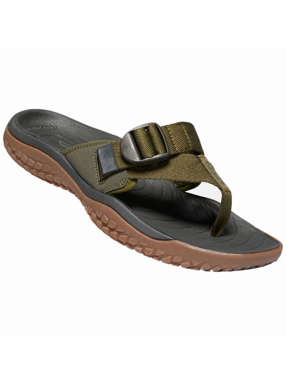 KEEN SOLR Toe Post Sandal Mens Size 12 Adjustable Buckle Strap Dark Olive Green